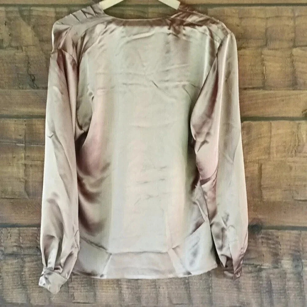 Vintage Jaeger London 80's banded gold/brown crossover  blouse - Picture 6 of 9